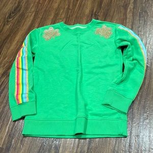 NWOT green sweatshirt with rainbow & gold clovers sz L (8-10)